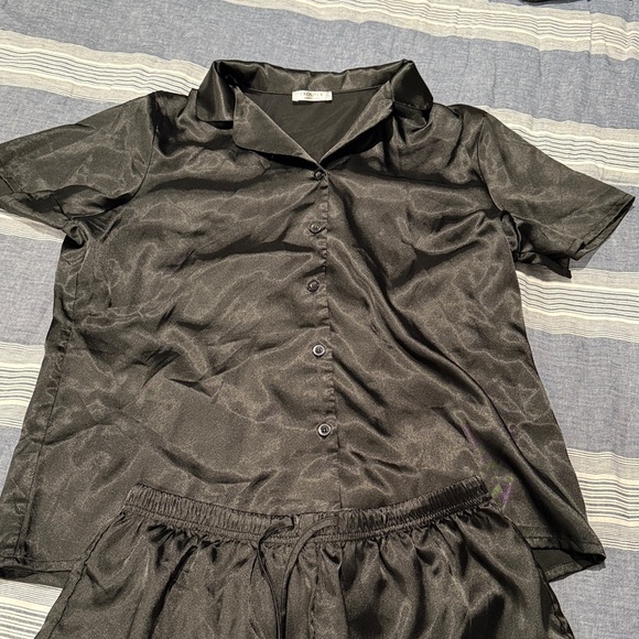 Black Satin Pajama Set - Picture 2 of 5